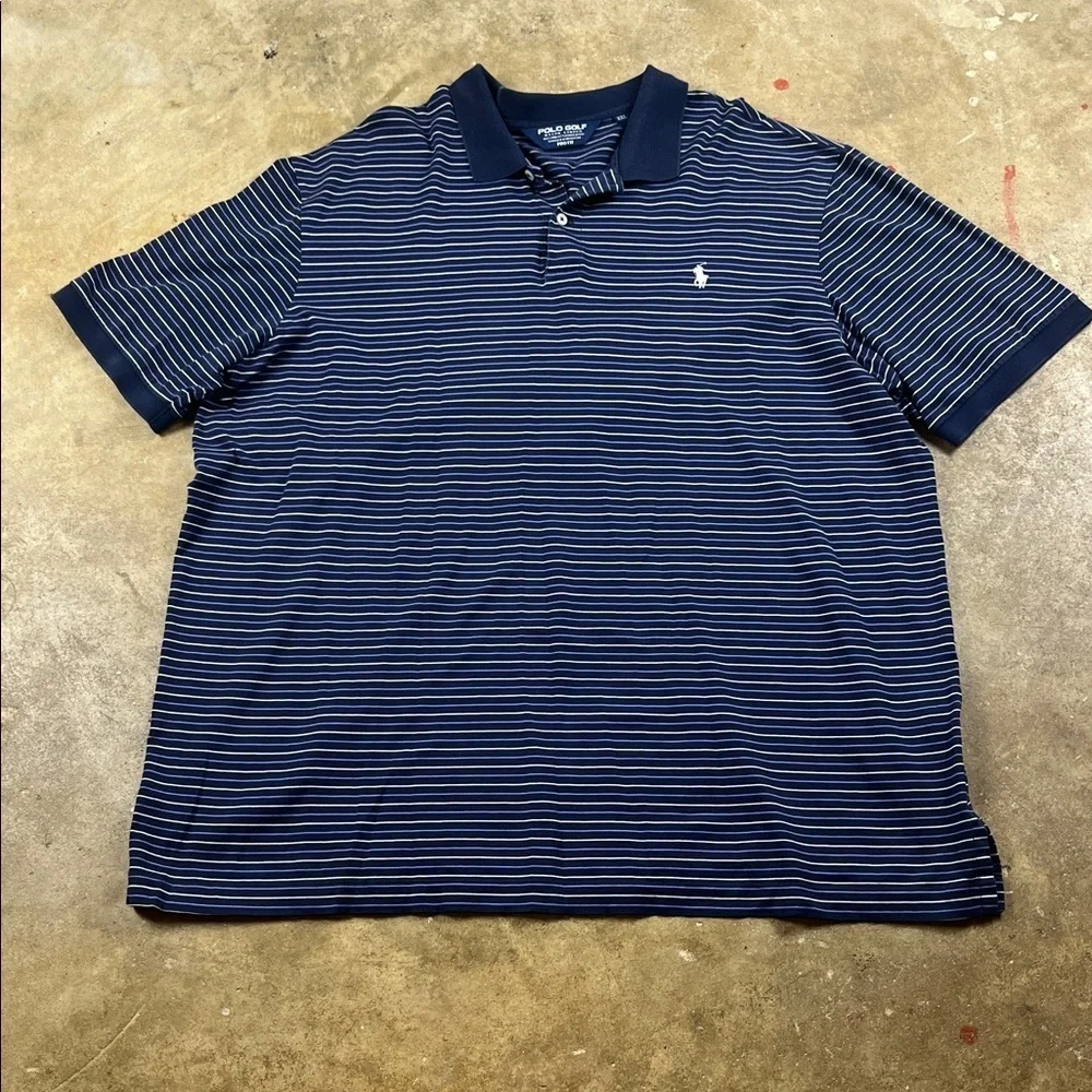 Polo Golf Ralph Navy, purple and White Striped Polo Size: XXL